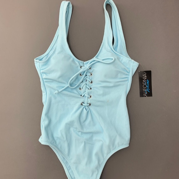 4/$25 California Waves Ribbed Blue One Piece XS - Picture 3 of 6